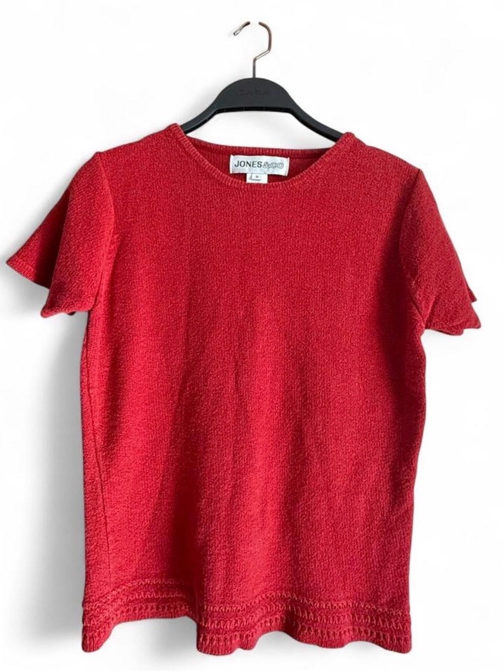 Jones & Co Red 100% Cotton Short Sleeve Knit Sweater Size S